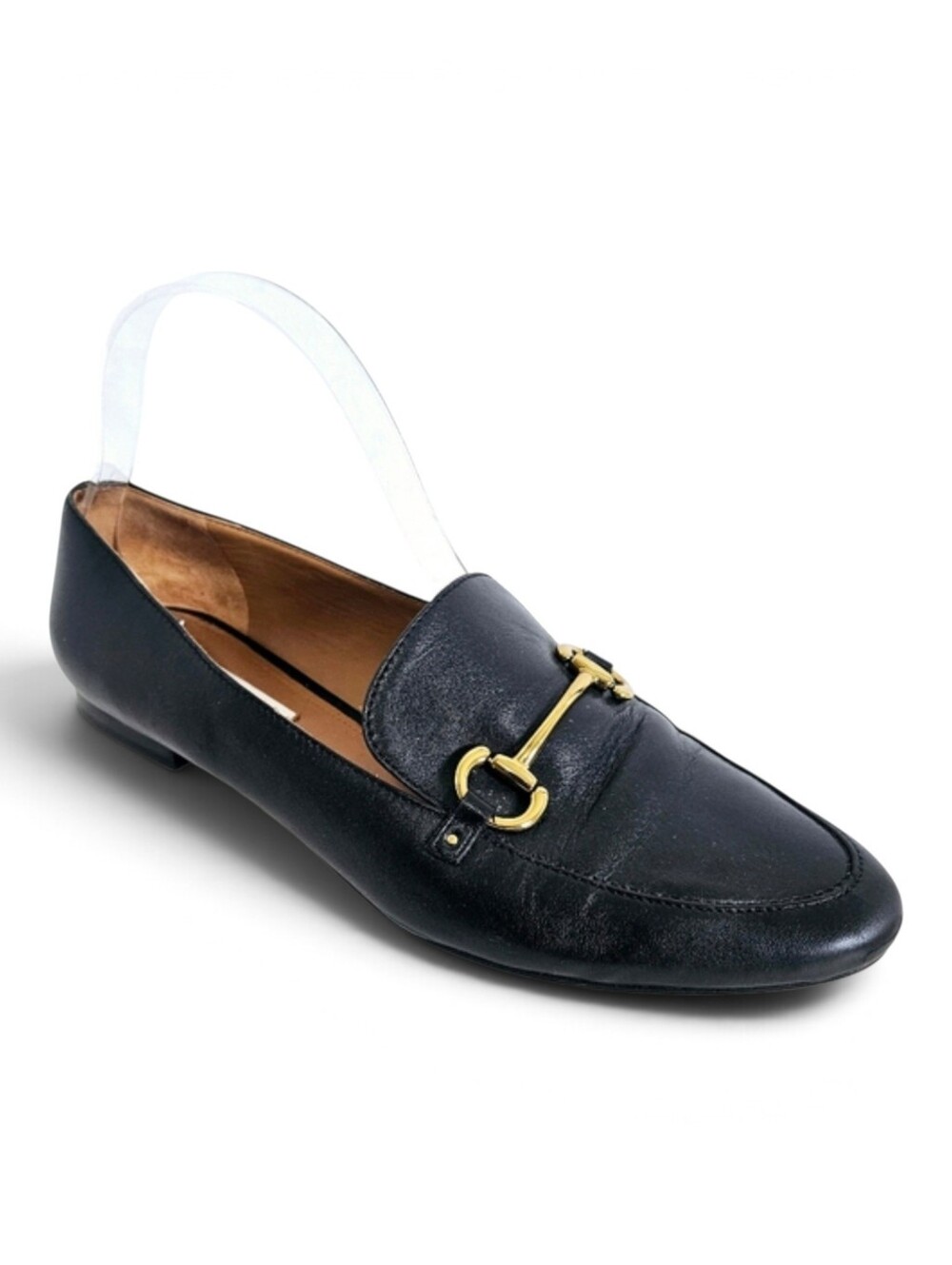 & Other Stories Loafers 10.5 Equestrian Buckle Horsebit Leather Flats Black Gold